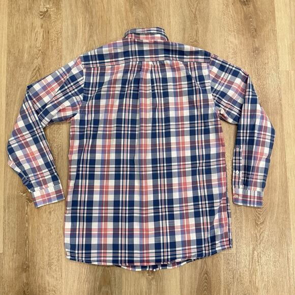 Vineyard Vines Plaid Shirt Boys Kids Size XL 20 Navy Blue Red Long Sleeve Whale - Picture 3 of 11